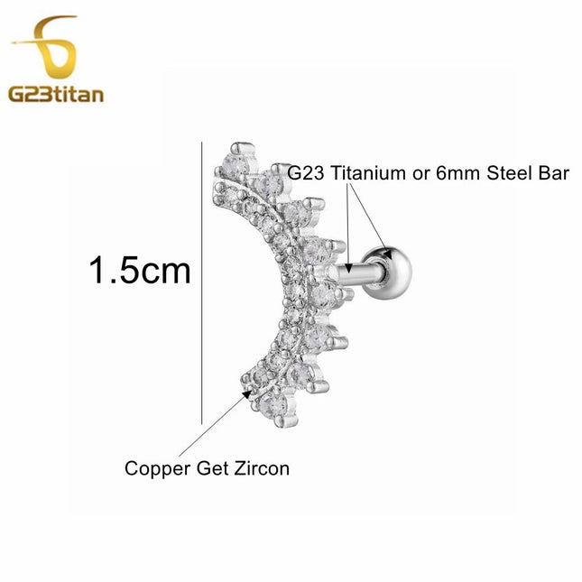 1pc Ear Cartilage Helix Earring 16G G23 Titanium Custom Barbell Screw Back Stud Earring Hypoallergenic Piercing Body Jewelry