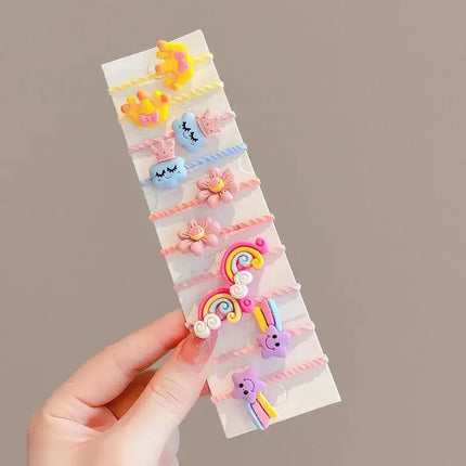 1 Set Children Cute Cartoon Flower Fruit Rubber Bands Hairpins Girls Lovely Hair Clips Kids Hair Bands Hair Accessories Gift