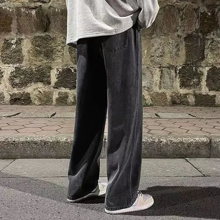 Trendy Mens American High Street Faded Jeans Summer Thin Loose Fit Casual Long Pants