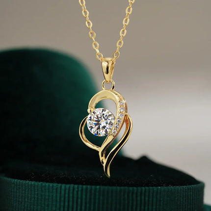 Luxury 100% Real 18k Gold Women's Irregular Clavicle Chain Pendant Moissanite Necklace