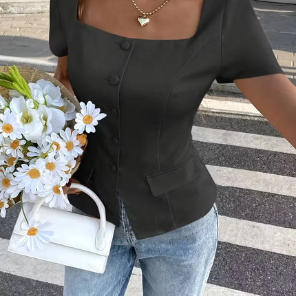 Women's Elegant Sleeveless Blouse - Chic Office to Party Tops, Structured Non-Stretchy Shirt Blouse for Women, Everyday & Formal