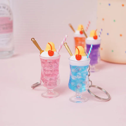 New Simulation Ice Cream Cup Model Key Chain Pendant Cute Ice Dream Cup Pendant Key Ring Party Gift Jewelry