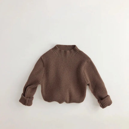 1-6Y Autumn and Winter Knitted Base Sweater Children's Clothing Forest Series Boys Girls Inner Solid Color Mid High Neck Sweater