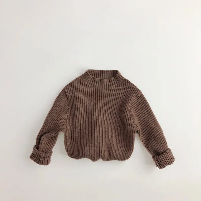 1-6Y Autumn and Winter Knitted Base Sweater Children's Clothing Forest Series Boys Girls Inner Solid Color Mock Neck Sweater