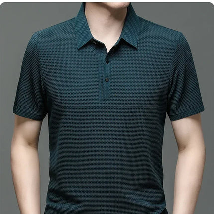Brand Clothes Summer New Men's Short Sleeve T-shirt Ice Silk Cool and Breathable POLO Shirt Business Casual Sweat-absorbing Top