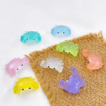 10 Pcs Glow-in-the-dark Cute Crabs Resin Desktop Decorations Ornaments Diy Handmade Hairpin Keychain Accessories Toys
