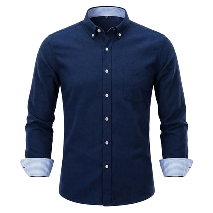 Men's Long-Sleeved Shirt Made of Oxford Fabric, Suitable for All Seasons, Trendy and Versatile, Perfect for Daily Office Wear.