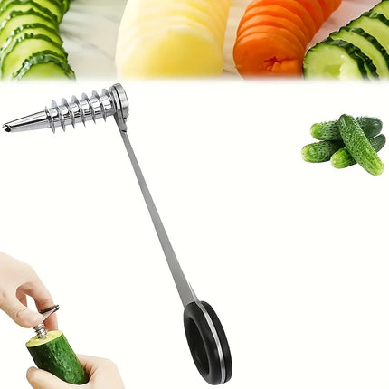 Manual Vegetable Spiral Cutter - Stainless Steel Handheld Slicer with Curved Design, Suitable for Even Cutting of Potatoes