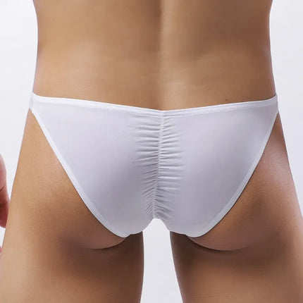 Large Size Wrinkle Male Briefs High Elastic Ice Silk Man Underwear Solid Color Youth Thin Section Comfortable Breathable Sexy