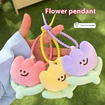 1PC Cute Cartoon Plush Tulip Keychain, Soft Stuffed Flower Doll Bag Pendant, Kawaii Flower Decoration Gift for Girls