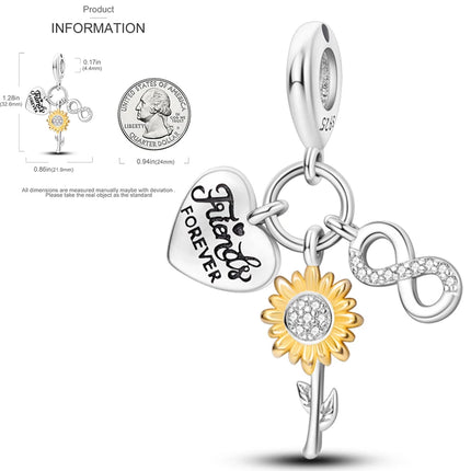 New 925 Sterling Silver Charms Beads Sunflower Flower Daisy Original Charm Pendant Fit Charm Bracelets DIY Jewelry Birthday Gift