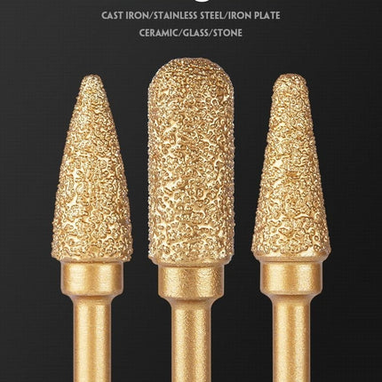 6mm Shank Brazed Diamond Grinding and Polishing Head for Cast Iron Stone Marble Tile - Deburring Metal Processing  Carve