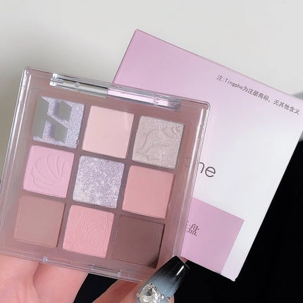 DIKALU New Shell Nine Color Eyeshadow Plate Powder Purple Low Saturation Earth Blush High Light Lying Silkworm Brightening Compr