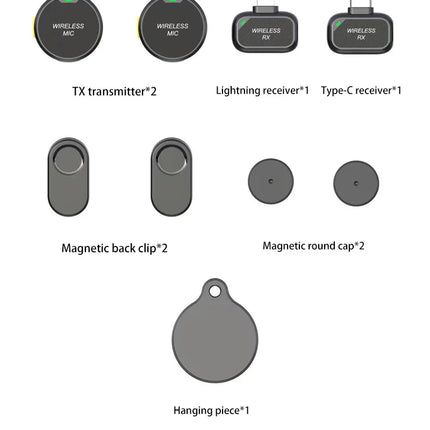 Wireless Lavalier Microphone Outdoor Live Recording Interview Vlog Magnetic Noise Reduction Portable For iPhone Android