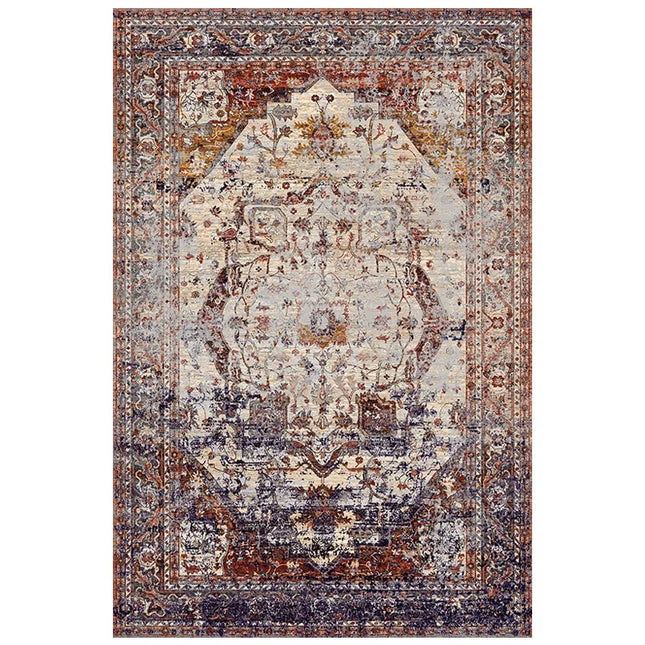 Tapis de style rétro américain pour chambre à coucher Grand tapis de salon Décoration Tapis antidérapant Lavable Tapis de sol de salon Tapis doux pour la maison