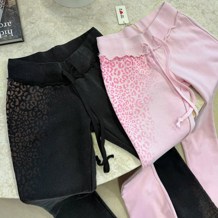 Streetwear Y2k Pink Leopard Print Sports Suit Women Gothic Punk Graffiti Slim Zipper Hoodie Fashion Sexy High Waisted Sweatpants