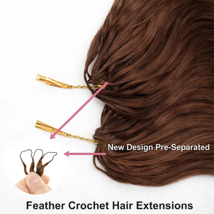 #4 Miracle Knots Chocolate Brown Body Wave Pre-Separated Crochet Human Hair Feather Extension Bundles For Braiding