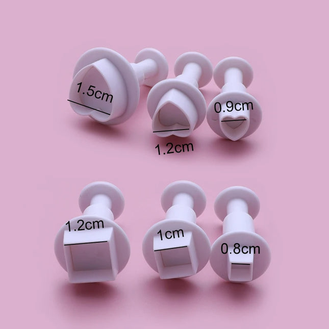 3-12Pcs Geometry Cookie Cutter Plastic Square Sugarcraft Decor Fondant Cutter Circle Star Cookie Mold Icing Sugar Baking Tools