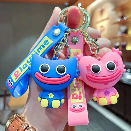 Cute Poppy Toothed Keychain Cartoon 3D Sausage Mouth Doll Car Keychain Couple Bag Pendant Children Toy Jewelry Gift