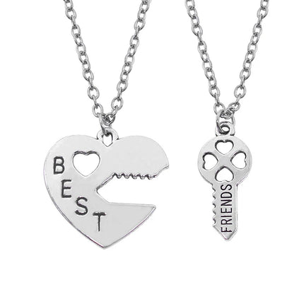 Romantic Best Friends Honey Love Couple Pendant Necklace 2 Pcs/Set Rainbow Broken Heart BFF Good Friends Friendship Jewelry Gift