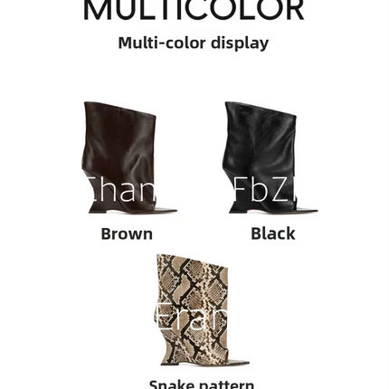 SoleLadies' Spring/Summer New Fish Mouth Slope High Heel Short Boots with Pointed Toe Exposed Cool Boots, Mid Top Boots