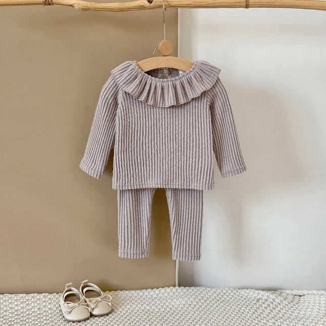 Baby Clothing Sets Autumn Casual 2 PCS Sets Baby Girls Clothes Lapel Top+Pants 1-3 Years Old Baby Stuff