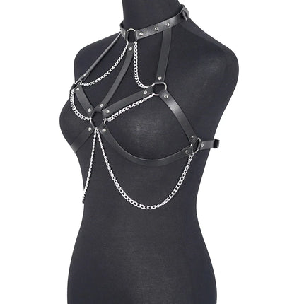 Women Fashion Chain Belt Leather Waist Belt Chest Harness Belt Corset Bondage Lingerie Punk Gothic Clothing Exotic Accessories