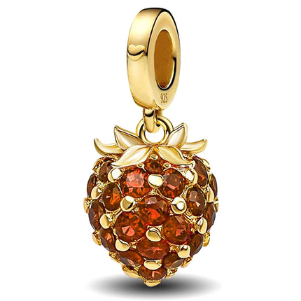 925 Sterling Silver Pink Cake Cherry Pineapple Strawberry Cherry Pendant Charm Ball Suitable for Bracelets DIY Women's Jewelry