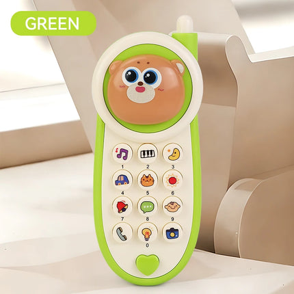Cute Bear Baby Phone Toy Music Sound Telephone Sleeping Toys Simulation Phone Multifunctional Early Educational Toy with Lights