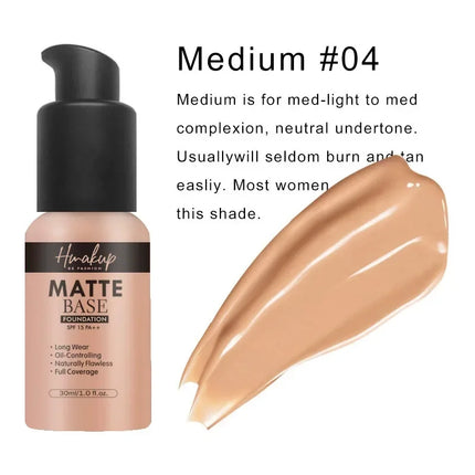 30ml Matte Liquid Foundation 6 Colors Natural Concealer Oil Control Waterproof Lasting Full Coverage Facial Base Makeup Cosmetic