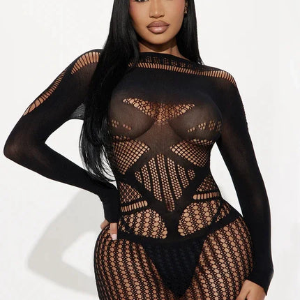 Sleepwear sexy lingerie Babydoll Mesh Intimate Catsuit wedding night nightgown adult bodysuit tube top dress Sexy long dress