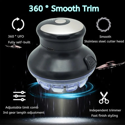 TINSOL Round Quick Haircut Wireless Round Hair Clipper with LED Display and Length Adjustable 3-12mm Self Haircutting Kit