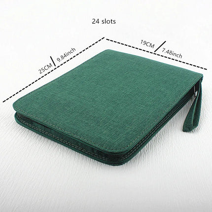 48 Slots Fountain Pen Case Pencil Case Pouch Bag Canvas Case for 10/24/ Pens Black, Blue, Gray