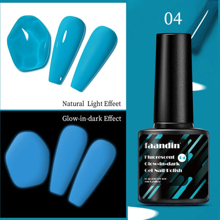 Faandin 7ml 1 Bottle, Trendy, Colorful, Luminous Gel Nail Polish, a Must-Have Item for Proms, Nightclubs, and Parties, a Halloween Essential, Durable, Strong, Not Easy to Fade, Easy to Apply, Removable Fluorescent Nail Polish