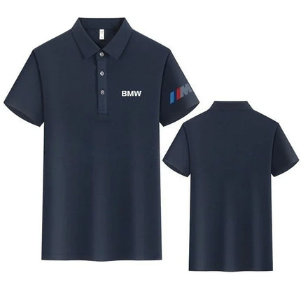 BMW T-Shirt Solid Color Lapel Short-Sleeved Polo Shirt Pure Cotton High-End Fashion Trend Unisex Classic Logo Harajuku Summer