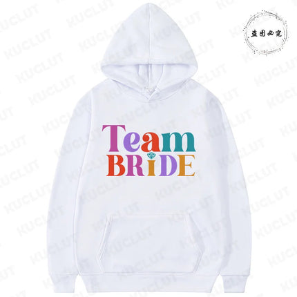 French Girls Hoodies: Future Bride & Team Bride Printed Pullover, Long Sleeve Sweatshirts for Bachelorette Party Single Farewell