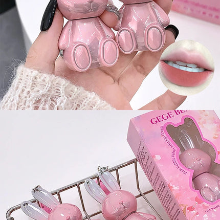 Gege Bear Pink Rabbit Velvet Matte Lip Cream Black Rabbit Water light lip glaze matte mirror pendant lipstick lip gloss