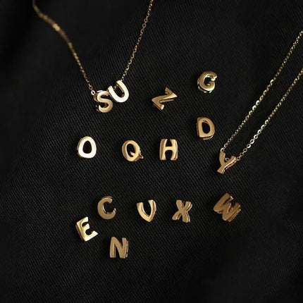 GOLDtutu 14K Solid Gold Letter Pendant for Women and Girls, 26 Tiny Initials, Name Necklaces Pendant, Best Birthday Gift, kj254
