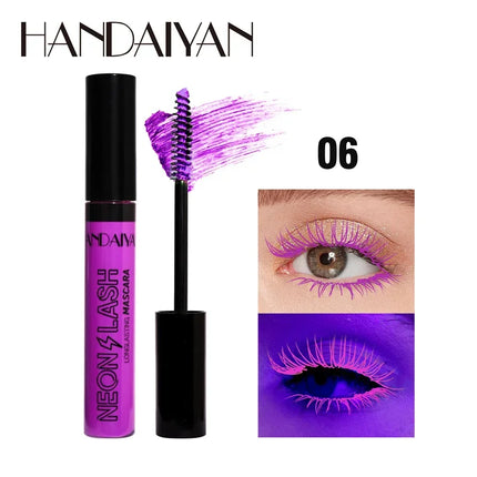 Fluorescence Mascara Waterproof No Blooming Fast Dry Colorful Neon Eyelashes Curling Yellow Blue Lengthens Eye Lashes Cosmetics