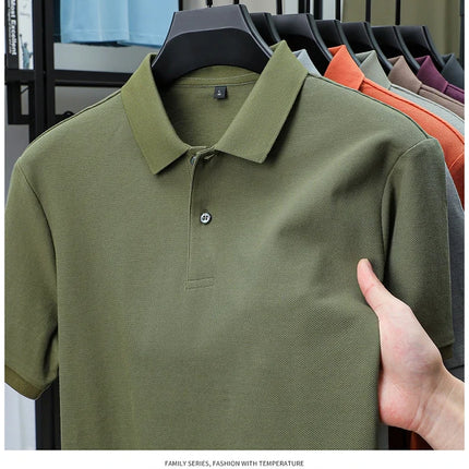 Men's 100% Cotton Polo Shirt - Summer Casual Breathable Tee, 19 Colors, Ideal for Golf and Sports, Business Casual, Silk-Like Finish