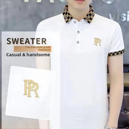 Summer Polo Shirt Men's Short Sleeve T-Shirt Turn-down Collar Casual Half Sleeve Cotton-feel Top 2025 Summer Collection High-end