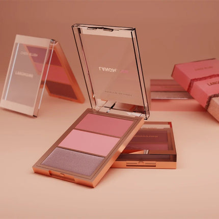 3-in-1 blusher red plate, durable, natural, easy to apply, waterproof, smooth and matte texture to create a perfect makeup
