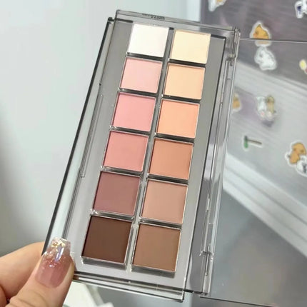 12 Color Eyeshadow Palette, Shimmer and Matte Nude Tones Versatile Daily Makeup Shades  Long-Lasting Color Display