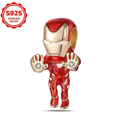 TOP 925 Sterling Silver Marvel Anime Avengers Lron Man Helmet Charms Fit Original Bracelet Womens Pendant Beads Jewelry Hot Gift