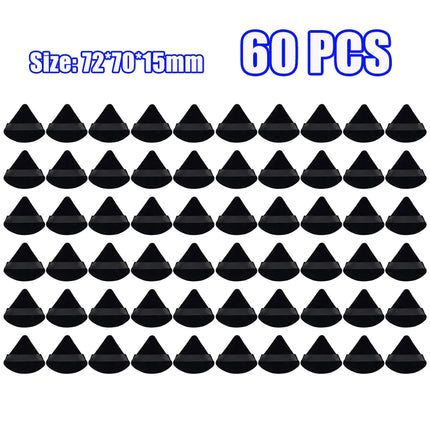 1-60pcs Triangle Velvet Powder Puff Soft Washable Sponge Black Pink Cosmetic Puffs Loose Powder Facial Beauty Makeup Accessories