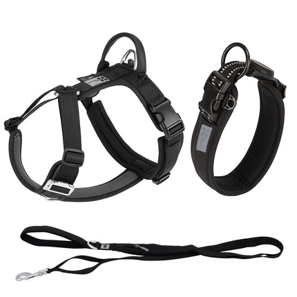 SMALL COMBINATION Large Dog Collar Harness and Leash Sets No-Pull Reflective Medium Dog Chest Vest Pet German Shepherd Training