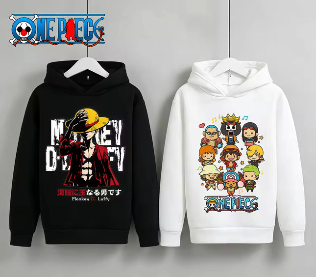 One Piece Fleece Clothing Kids Cute Cartoon Thick Hoodie Luffy Anime Hoodies Fashion Clothes Sweatshirt Boys Girls Outfits Gifts