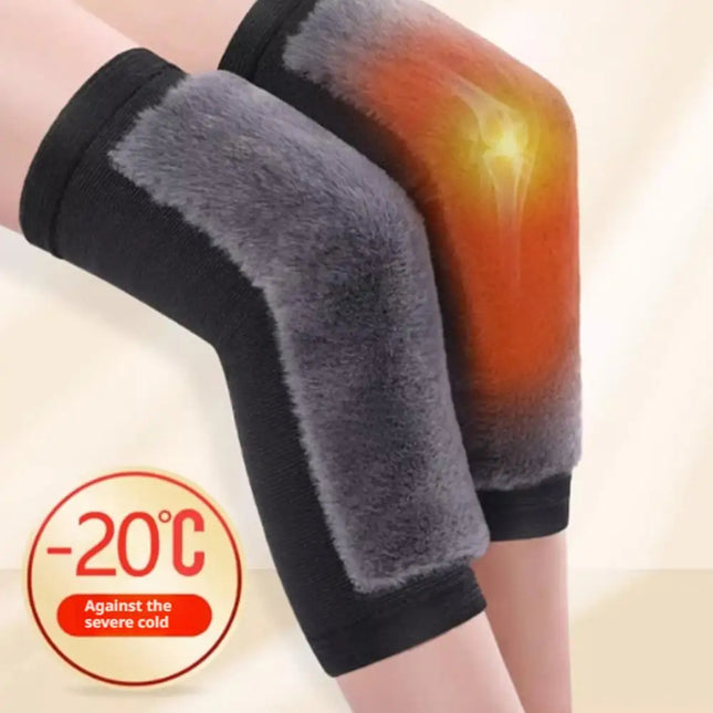 Winter Warm Knee Joint Pain Arthritis Rabbit Fur Knee Breathable Elastic Windproof Knee Protector Women Men Cold Leg Kneepad