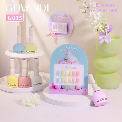 Candy Macaroon Nail Polish Set With Color Sample  Gellak Varnishes SoakOff UV Gel Polish For Nail Salon Manicure Whole Set 15ml