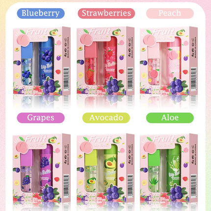 2PCS Lip Oil Lip Balm Set All-Day Long-Lasting Moisturizer Lip Care Plumps Lips Reduces Lip Lines Lipstick & Nourishment